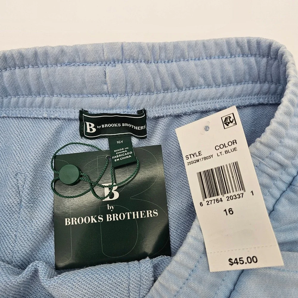 B by Brooks Brothers Boys Knit Shorts Drawstring Acid Wash Light Blue Size 16Y‎
